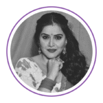 Portrait of Ginnie Virdi, Indian actor, sharing her testimonial for Tender Wisdom by Medha.